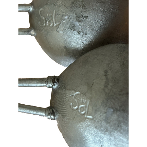 Set Of 2 African Water Bearer 11" Silver Server Large Round Spoons Marked "SOL" - Picture 6 of 6